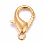 Karabinlås. Forgyldt. 16 mm, 5 stk.